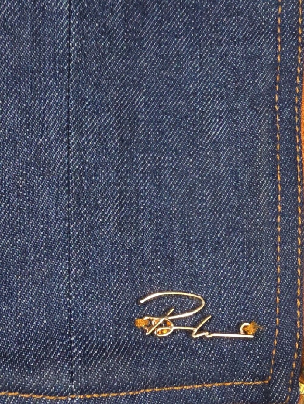 Gold-Zip Dark Blue Denim Mini Skirt - Picture 3 of 5